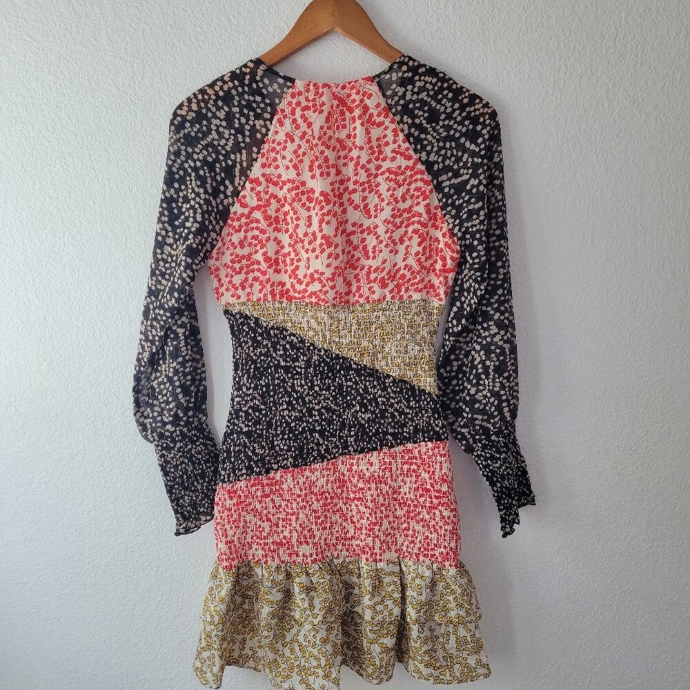 Foxiedox Long Sleeve Smocked Keyhole Floral Mini Dress Size XS NWT - Picture 9 of 10